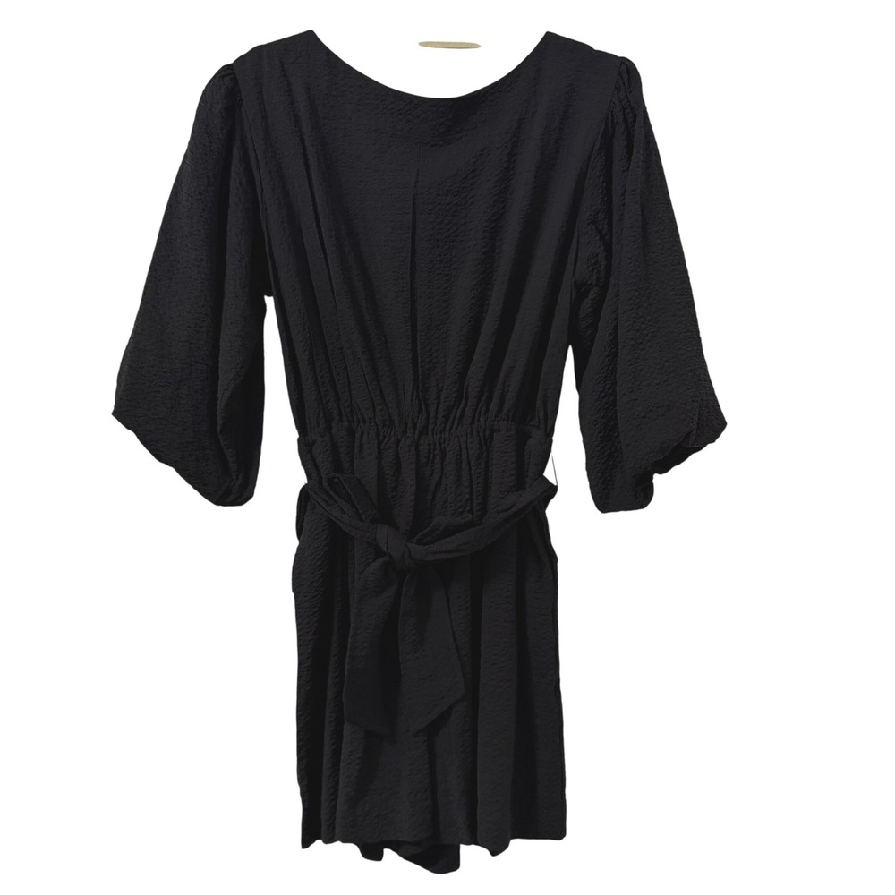 Anthropologie The Francesca Balloon Sleeved Romper S Textured Pockets Boho Chic